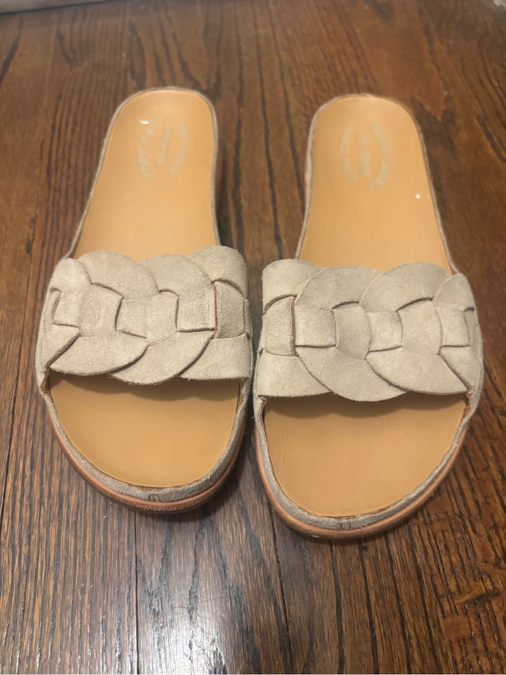Kork-Ease Taupe Braided Suede Slide Mules